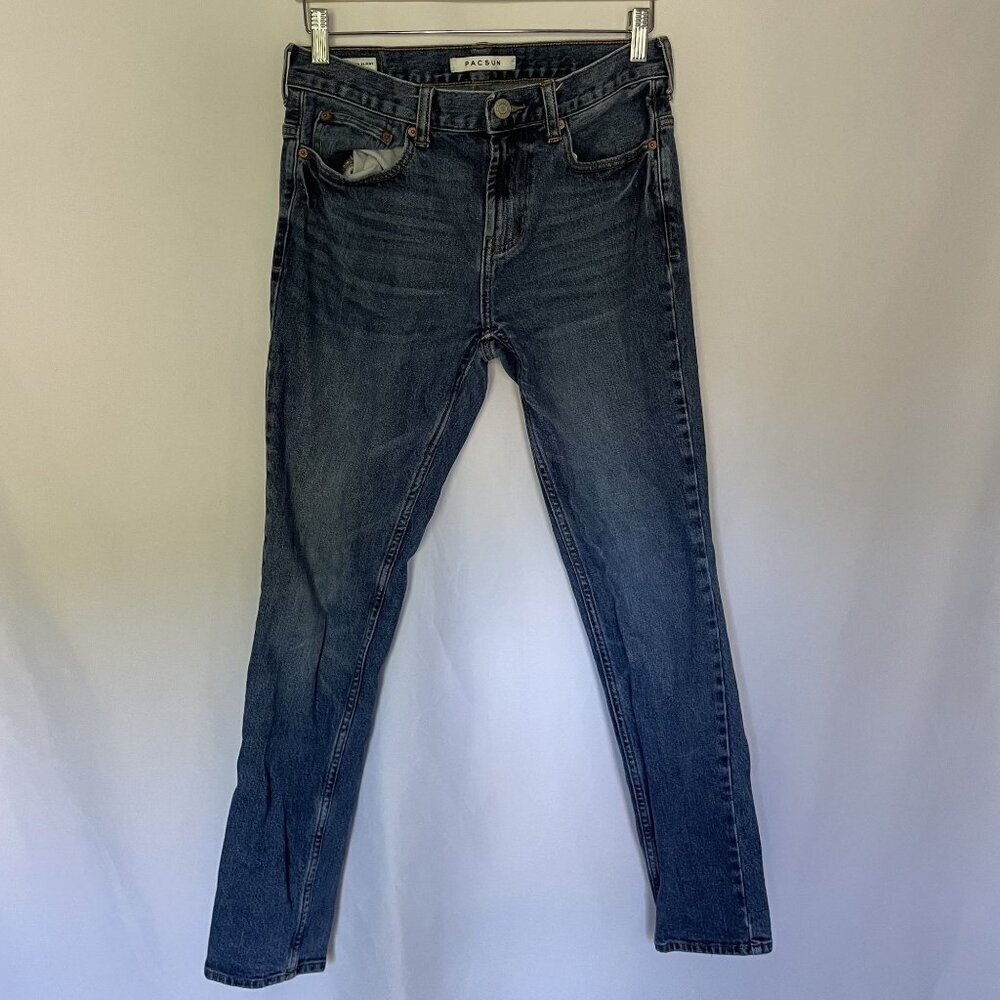 PacSun Mens Stacked Skinny Jeans 29x30 Dark Wash Denim pants casual blue